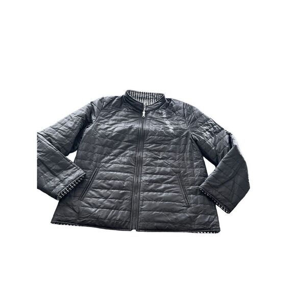 Chico's Reversible Black White Houndstooth lightweight Puffer jacket - Picture 3 of 8